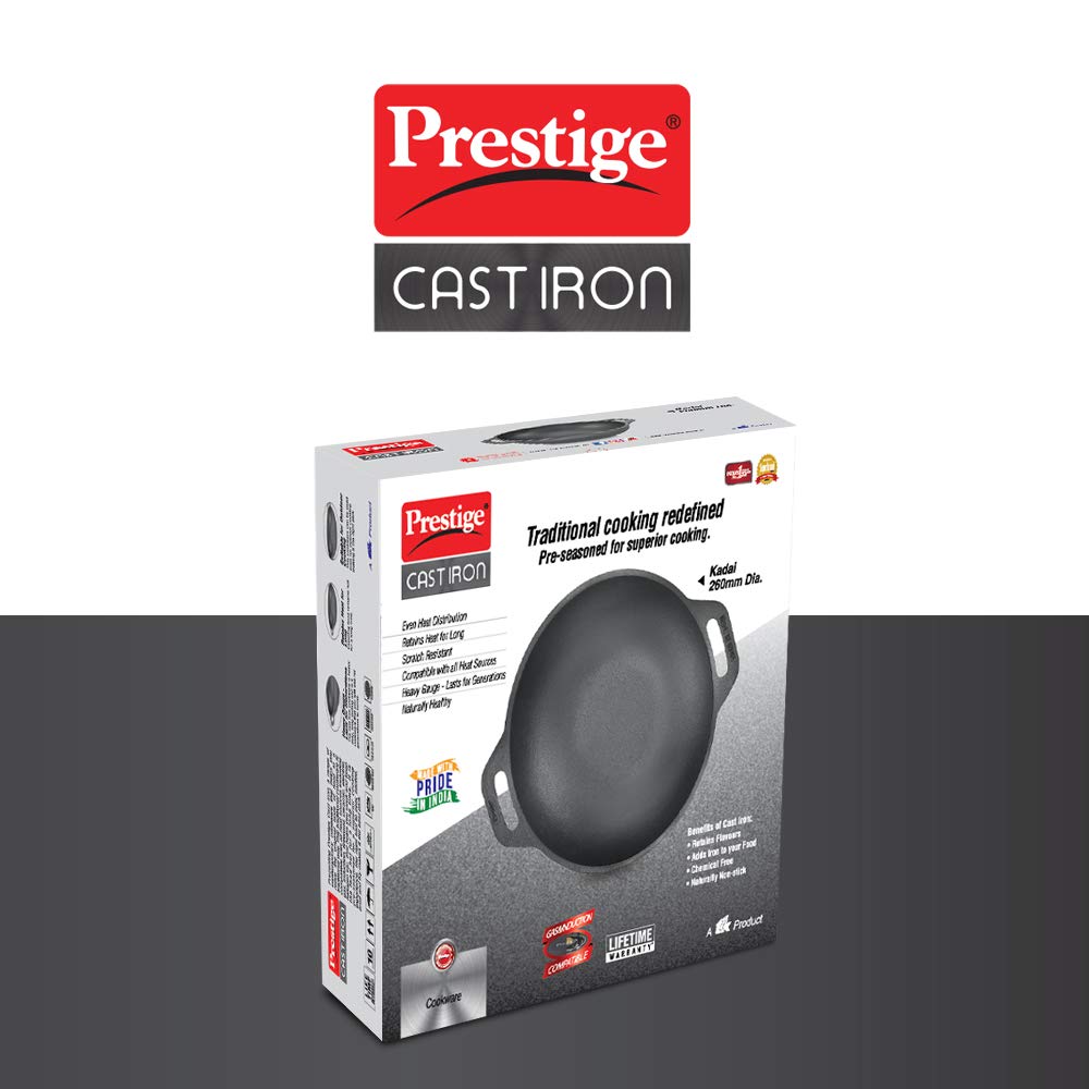 Prestige Cast Iron Kadai, 260 mm
