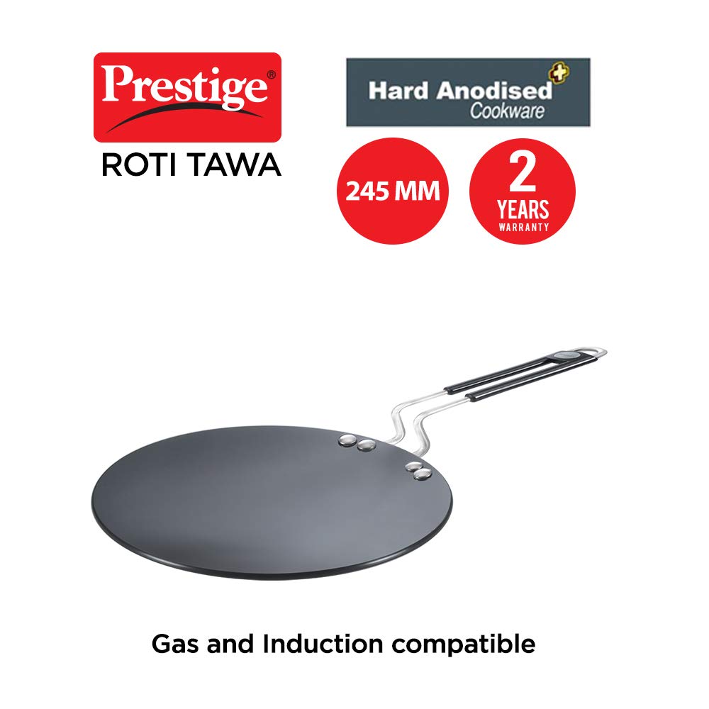 Prestige Hard Anodized Aluminium Chapati Tawa (245 mm, Black)