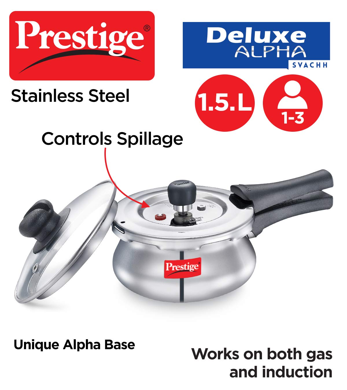 Prestige Svachh Stainless Steel Pressure Handi Deluxe Alpha