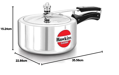 Hawkins 3.5 Litre Classic Pressure Cooker, Best Inner Lid Cooker, Silver (CL35),Aluminium