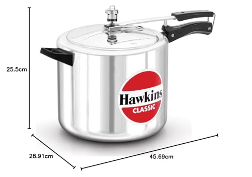 Hawkins Aluminium 10 Litre Classic Pressure Cooker, Best Inner Lid Cooker, Big Pressure Cooker, Silver (Cl10)