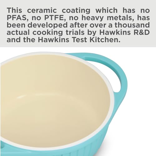 Hawkins 1.25 Litre Casserole, Aqua Baby Casserole with Glass Lid, Aqua Blue (UBC125G)