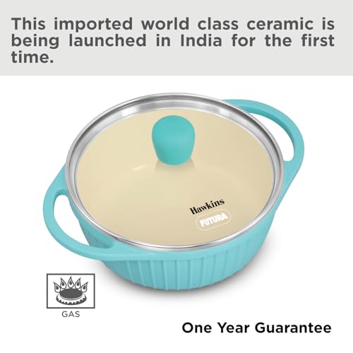 Hawkins 1.25 Litre Casserole, Aqua Baby Casserole with Glass Lid, Aqua Blue (UBC125G)