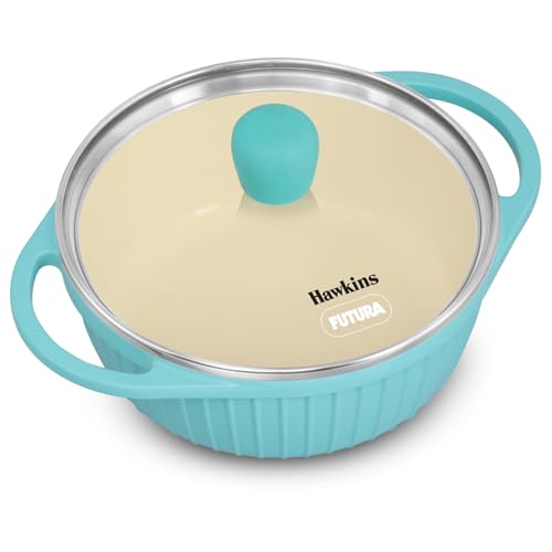 Hawkins 1.25 Litre Casserole, Aqua Baby Casserole with Glass Lid, Aqua Blue (UBC125G)