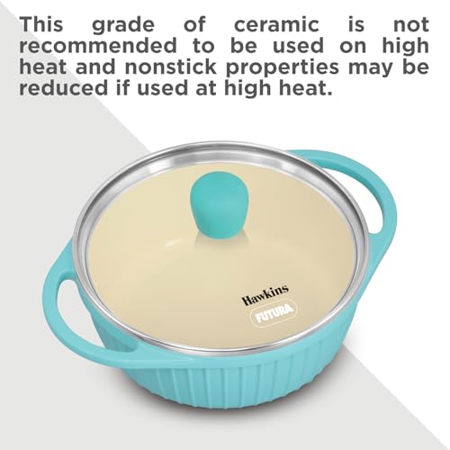 Hawkins 1.25 Litre Casserole, Aqua Baby Casserole with Glass Lid, Aqua Blue (UBC125G)