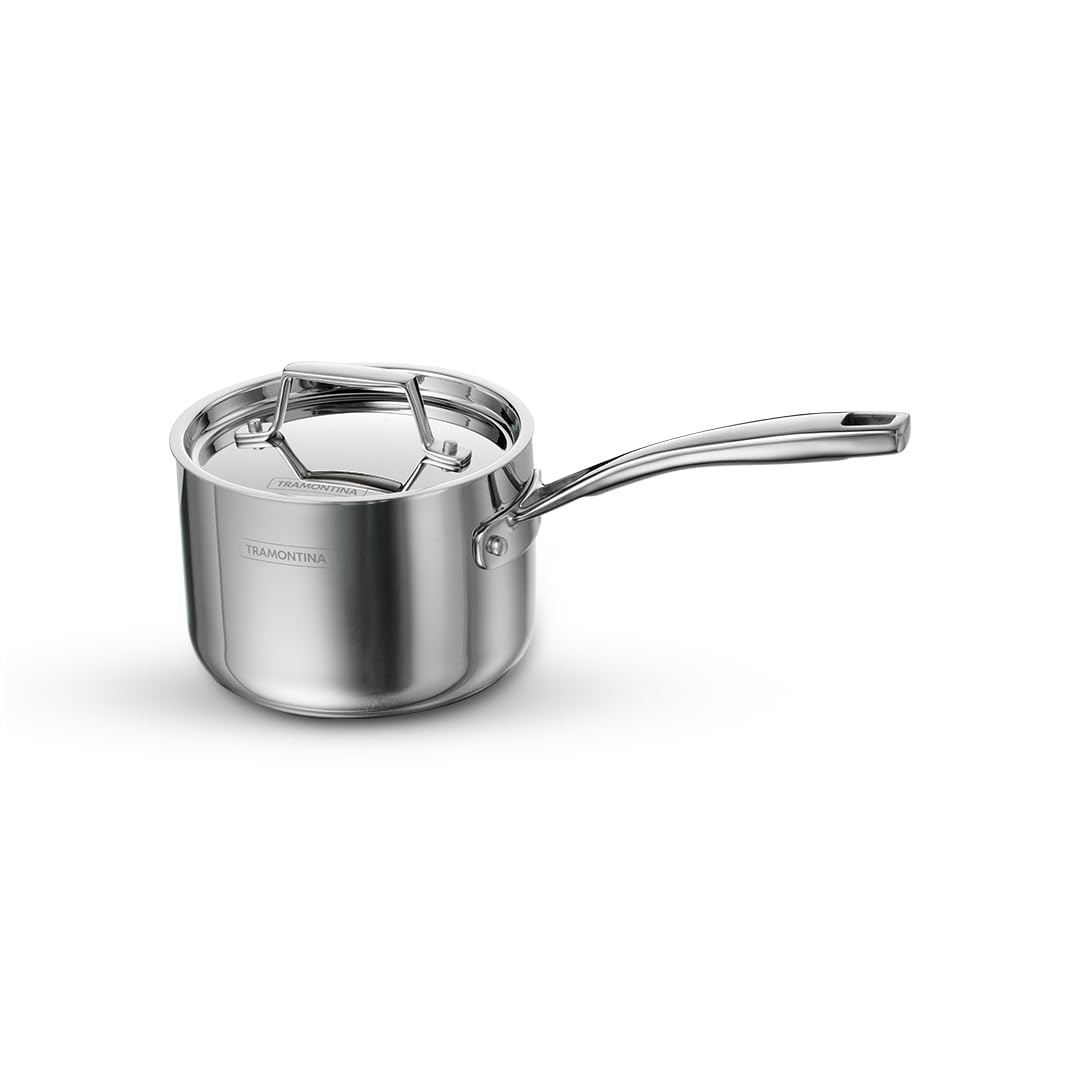 Tramontina Aeion Triply 16cm/2.1L Sauce Pan with SS 304 Lid | Healthy, Non Toxic | Milk Pan/Tea Pan | Induction Friendly | Stay Cool Handle | NSF Certified | 10 Year Warranty*