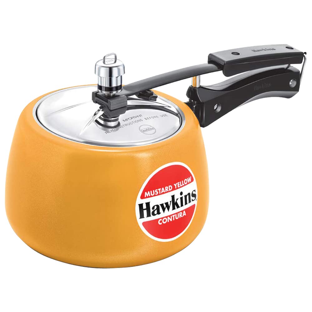 Hawkins 3 Litre Contura Pressure Cooker, Ceramic Coated Handi Inner Lid Cooker, Mustard Yellow (CMY30)