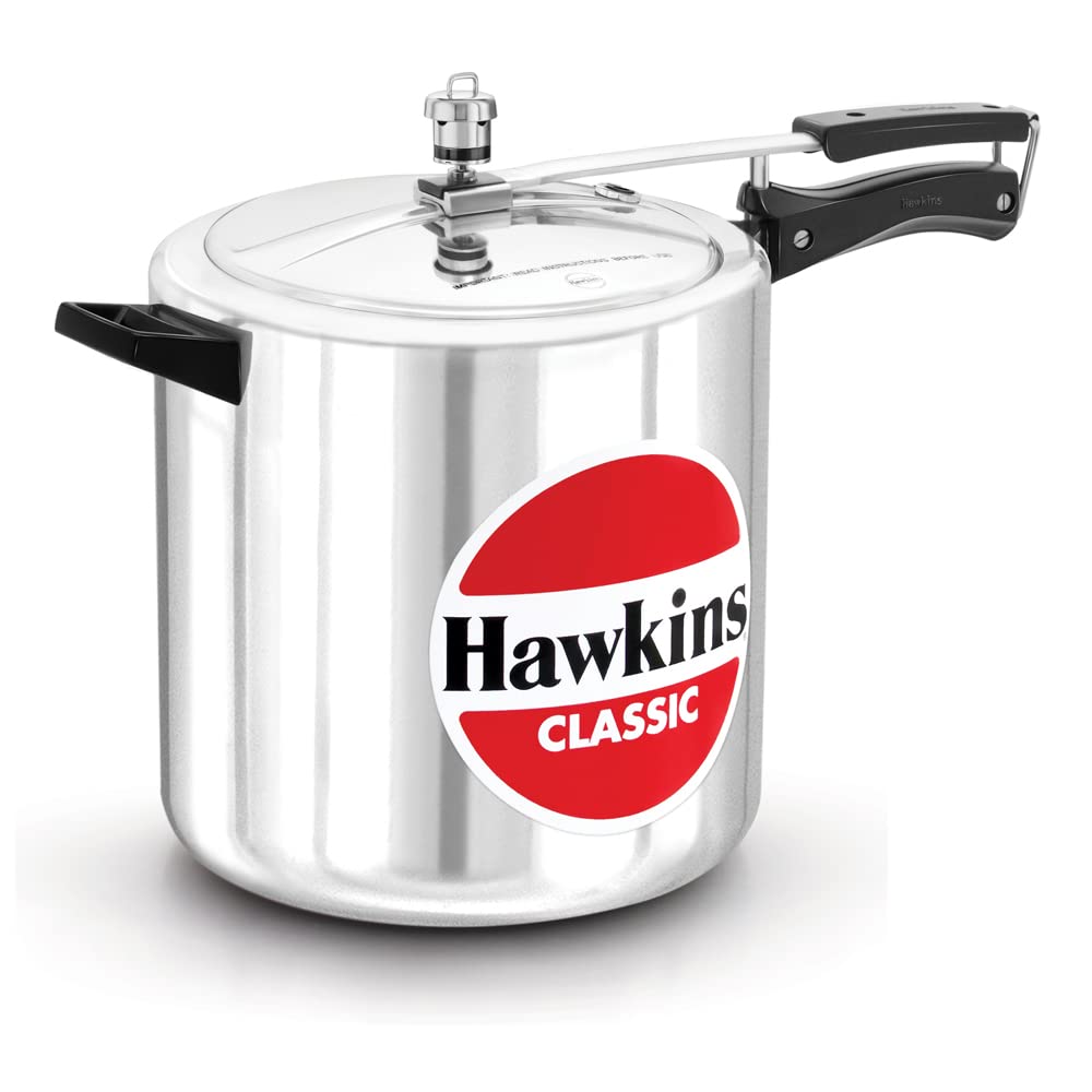 Hawkins 12 Litre Classic Pressure Cooker, Best Inner Lid Cooker, Big Pressure Cooker, Silver (CL12) Aluminium