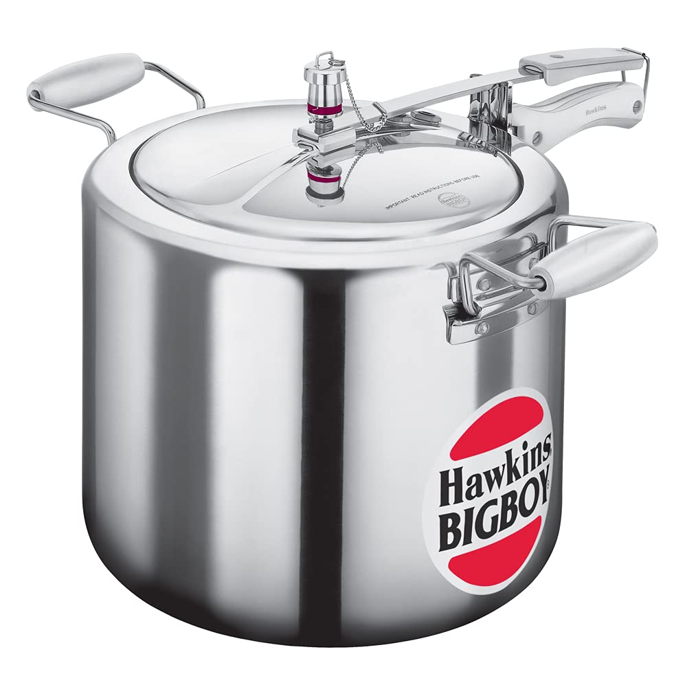 Hawkins 18 Litre Bigboy Pressure Cooker, Big Inner Lid Cooker, Silver (BB18), Aluminium