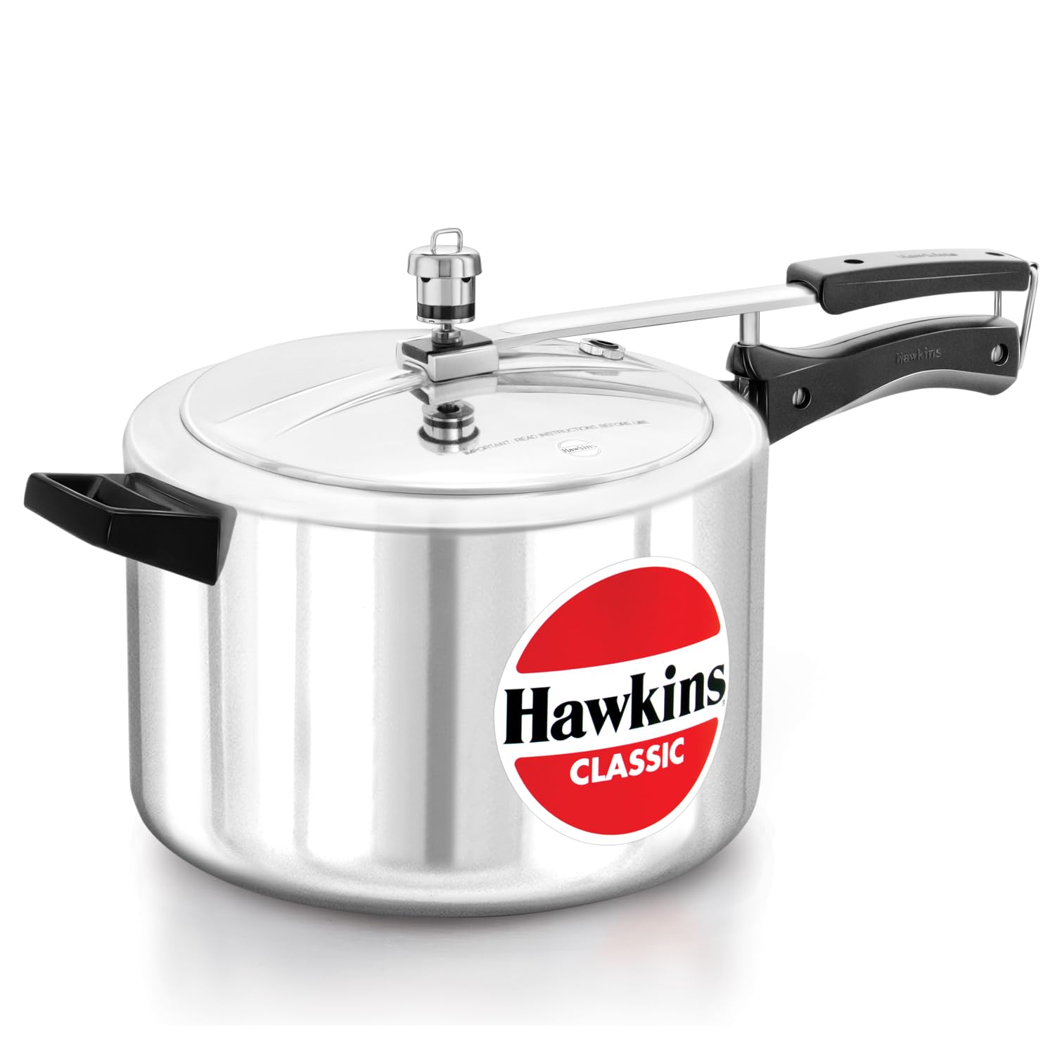 Hawkins Classic 8 Litre Aluminium Inner Lid Pressure Cooker, Wide Design Pan Cooker, Big Cooker, Silver (CL8W)