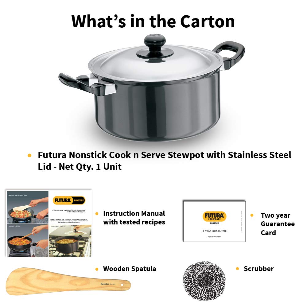 Futura Nonstick Stewpot 3L with SS lid and Induction Compatible Base