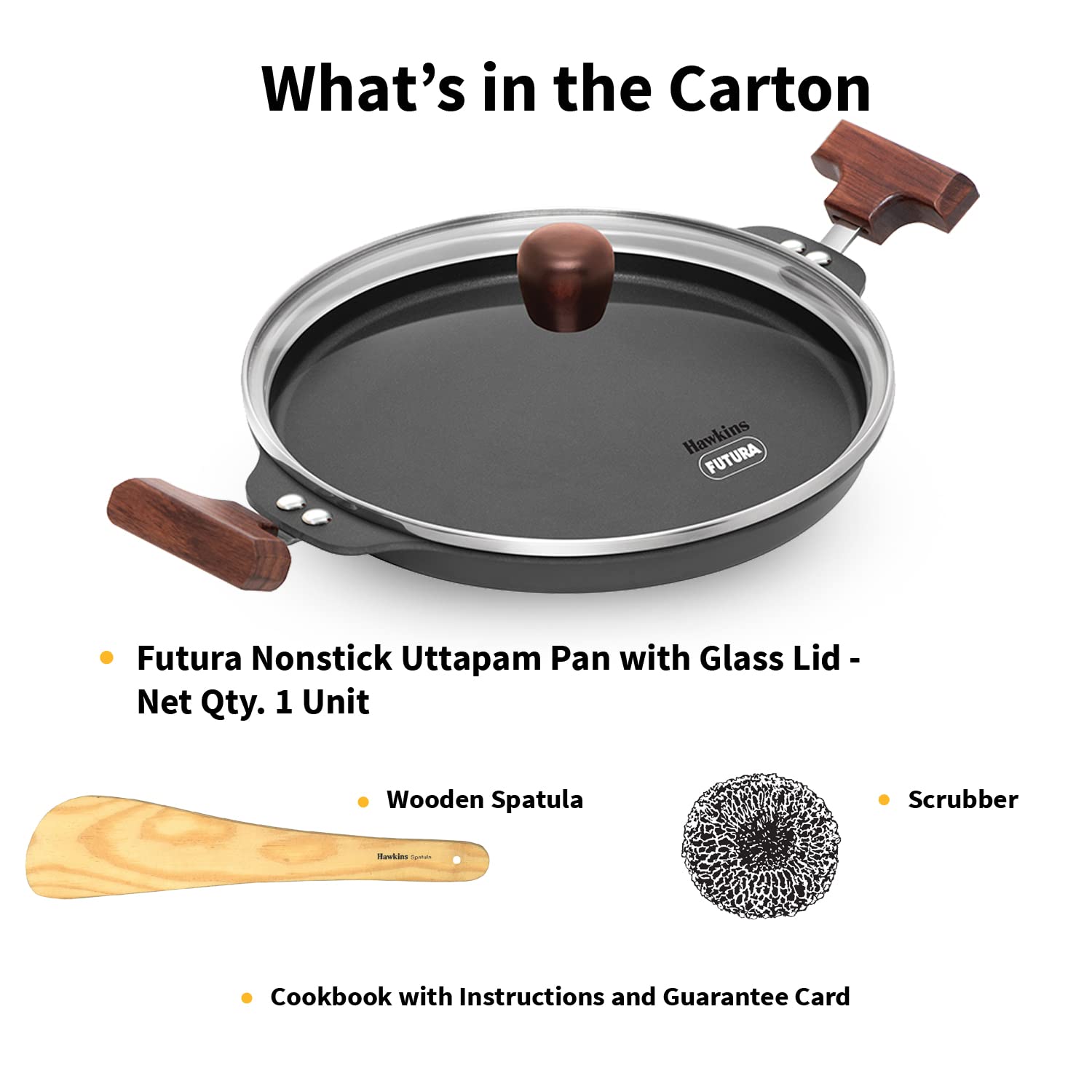 Hawkins Futura 24 cm Uttapam Pan, Pancake Tava, Non Stick Uttapa Tawa, Pancake Pan, Snack Maker, Black (NUP24G)