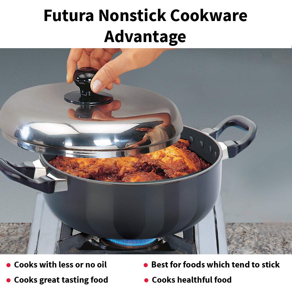Hawkins Aluminium,Stainless Steel Futura Nonstick All-Purpose Pan 3Liter,22 Cm,3.25 Mm With Ss Lid(Black)