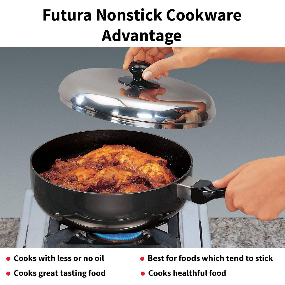 Hawkins Futura Nonstick All-Purpose Pan 2.5L, 22 cm, 3.25 mm with SS lid (Black)