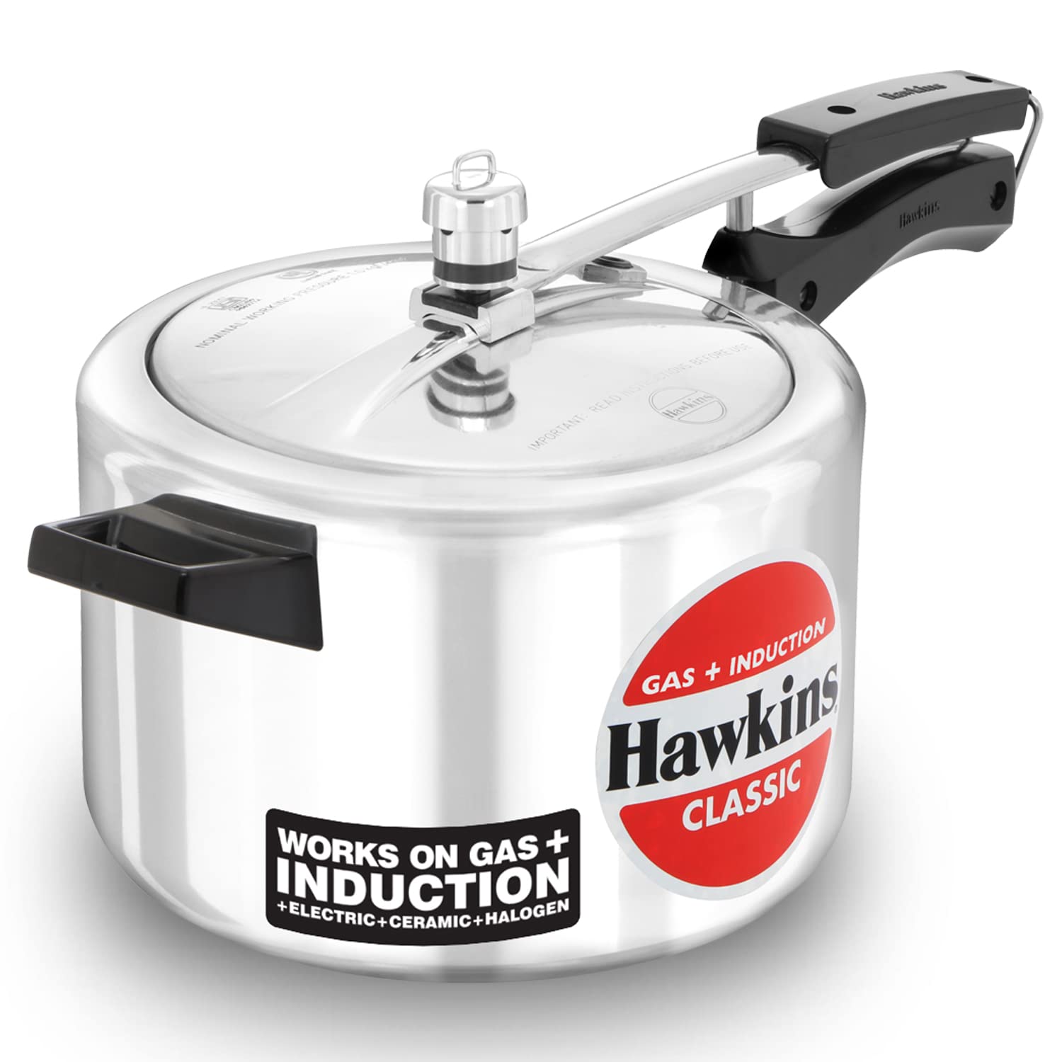 Hawkins Aluminium 5 Litre Classic Pressure Cooker, Induction Inner Lid Cooker, Pan Cooker, Best Cooker, Silver (Icl50)