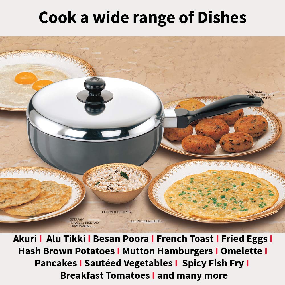 Hawkins Futura Nonstick All-Purpose Pan 2.5L, 22 cm, 3.25 mm with SS lid (Black)