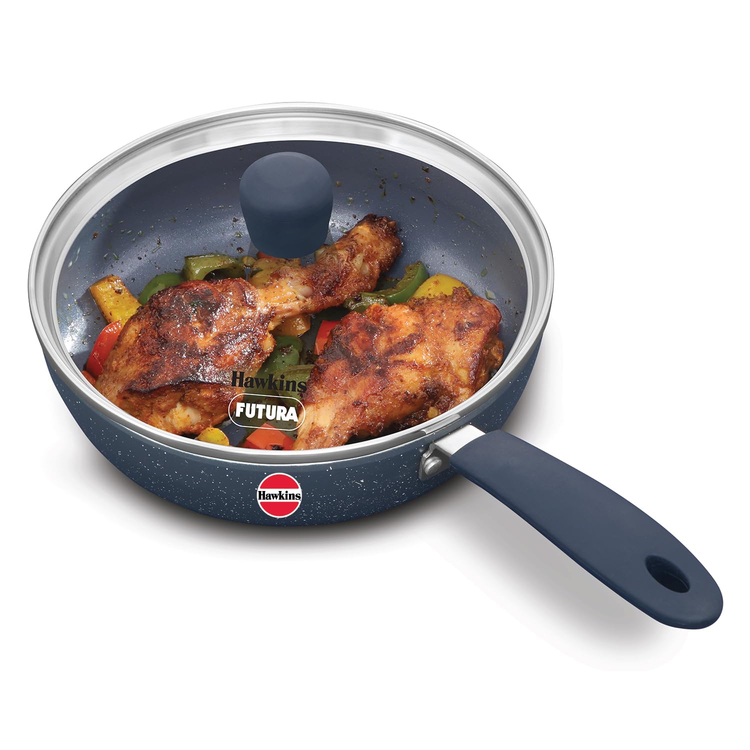 Hawkins Ceramic Nonstick Frying Pan, 19 cm Diameter, Induction Fry Pan with Glass Lid, Granite Omlette Egg Pan (ICF19G)