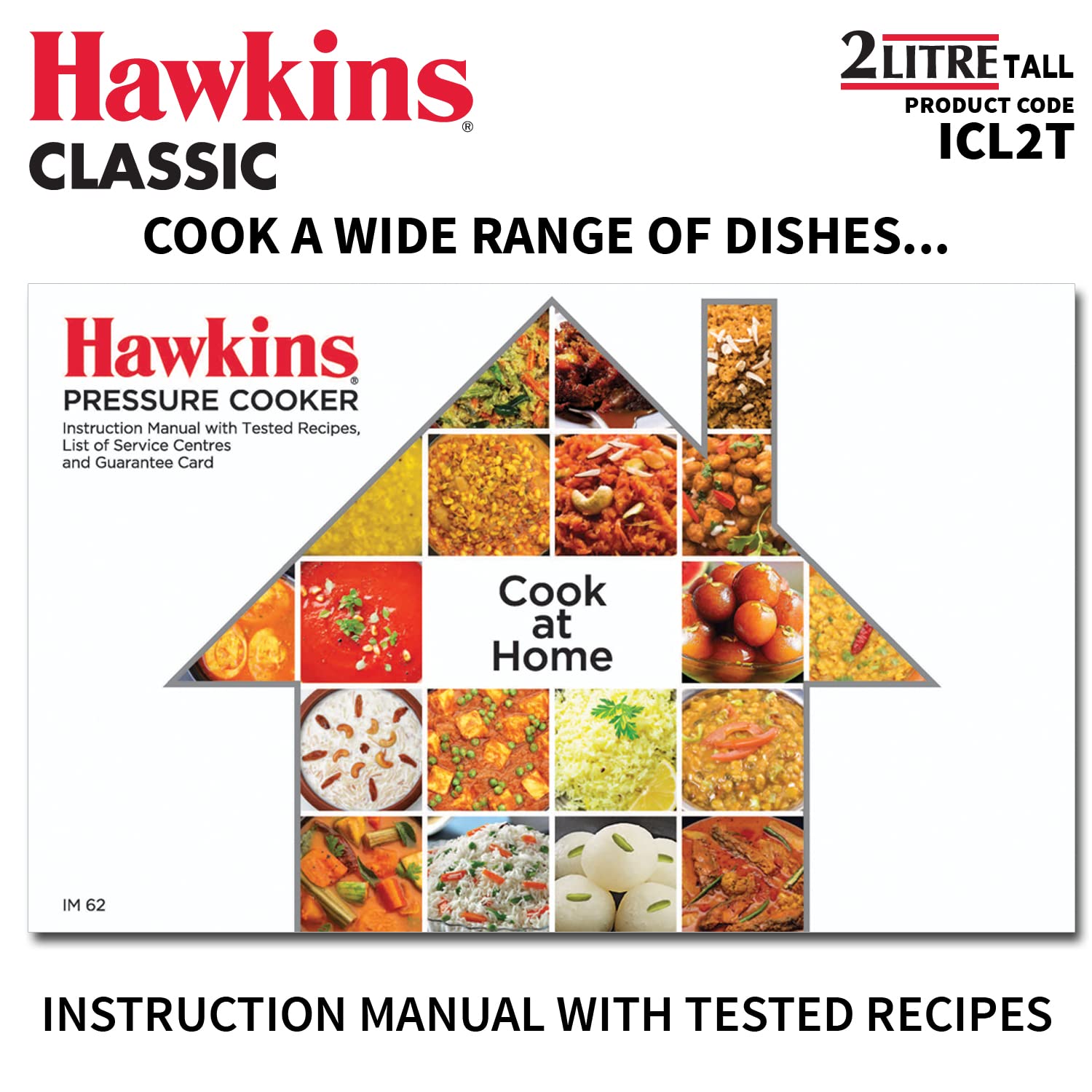 Hawkins Aluminium 2 Litre Classic Pressure Cooker, Tall Design, Induction Inner Lid Cooker, Pan Cooker, Best Cooker, Silver (Icl2T)