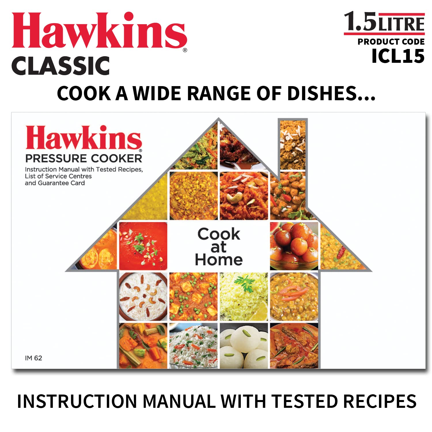 Hawkins 1.5 Litre Classic Pressure Cooker, Induction Inner Lid Cooker, Pan Cooker, Best Cooker, Silver (ICL15)