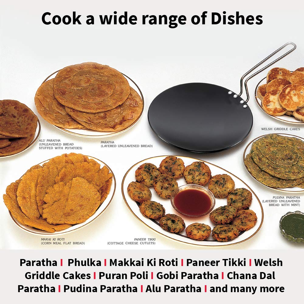 Hawkins Futura 24 cm Roti Tava, Hard Anodised Tawa, Induction Tawa, Black (IART24)