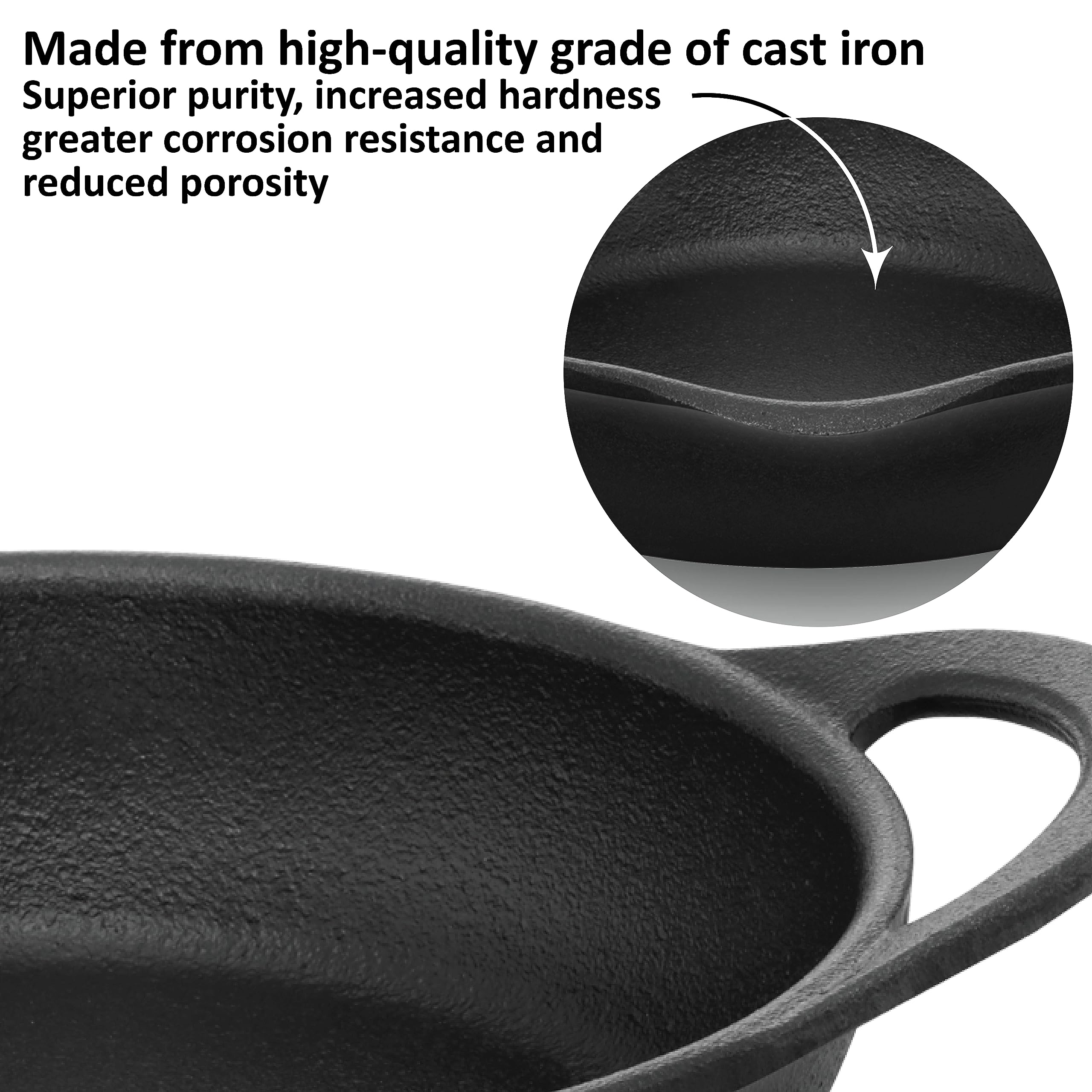 Hawkins Futura Cast Iron Frying Pan, 24 Cm Diameter, Cast Iron Skillet, Omlette Pan, Iron Frypan (Cif24G), Black