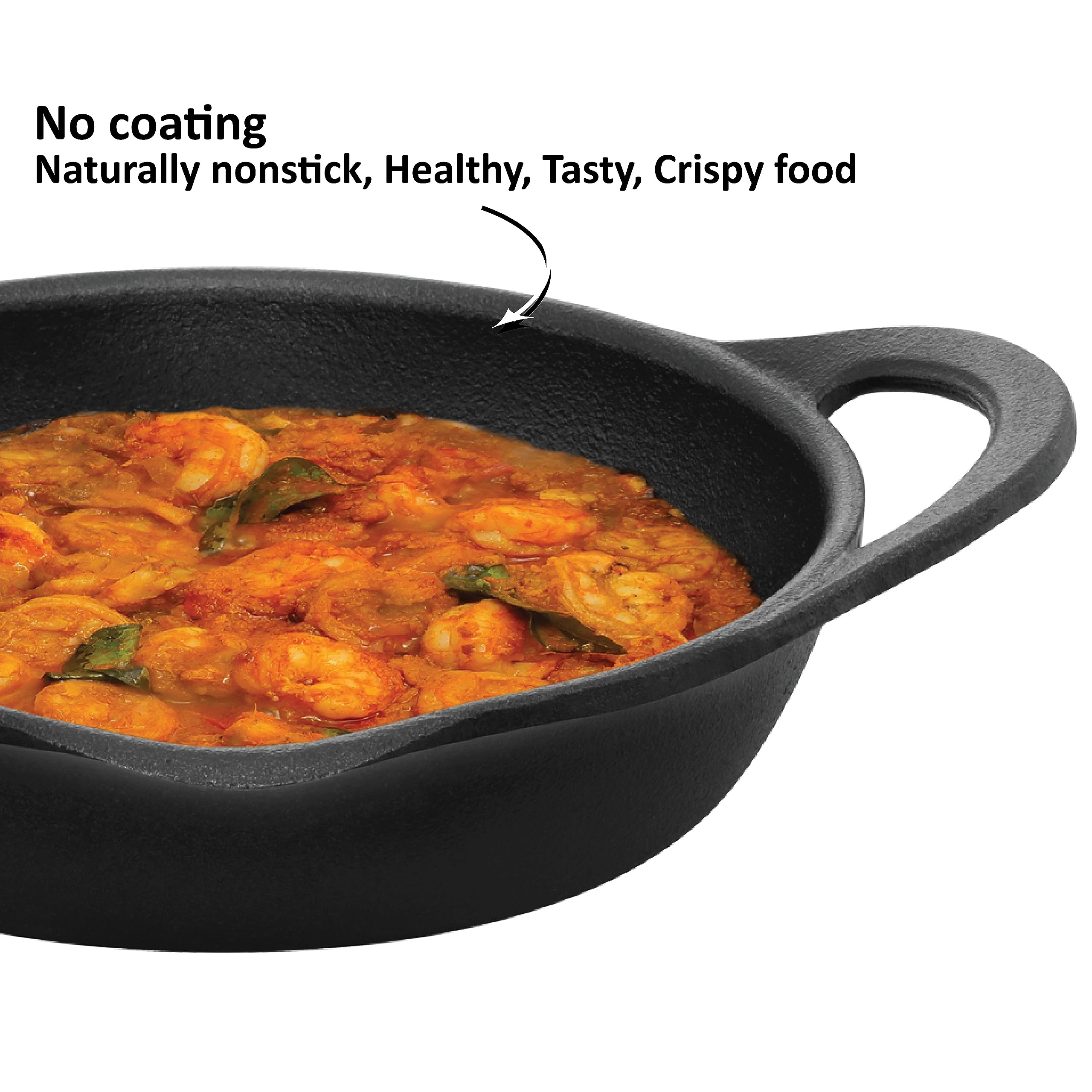 Hawkins Futura Cast Iron Frying Pan, 24 Cm Diameter, Cast Iron Skillet, Omlette Pan, Iron Frypan (Cif24G), Black