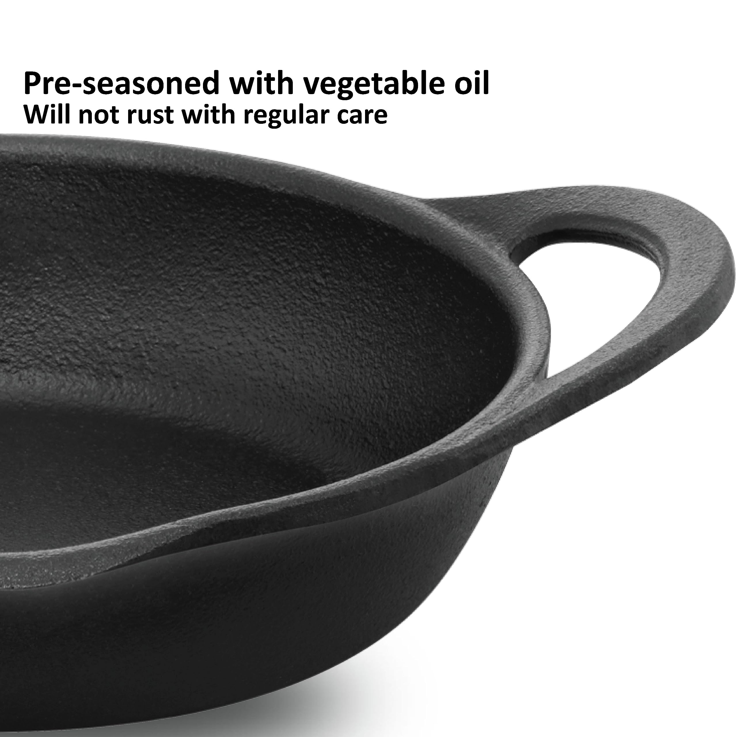 Hawkins Futura Cast Iron Frying Pan, 24 Cm Diameter, Cast Iron Skillet, Omlette Pan, Iron Frypan (Cif24G), Black