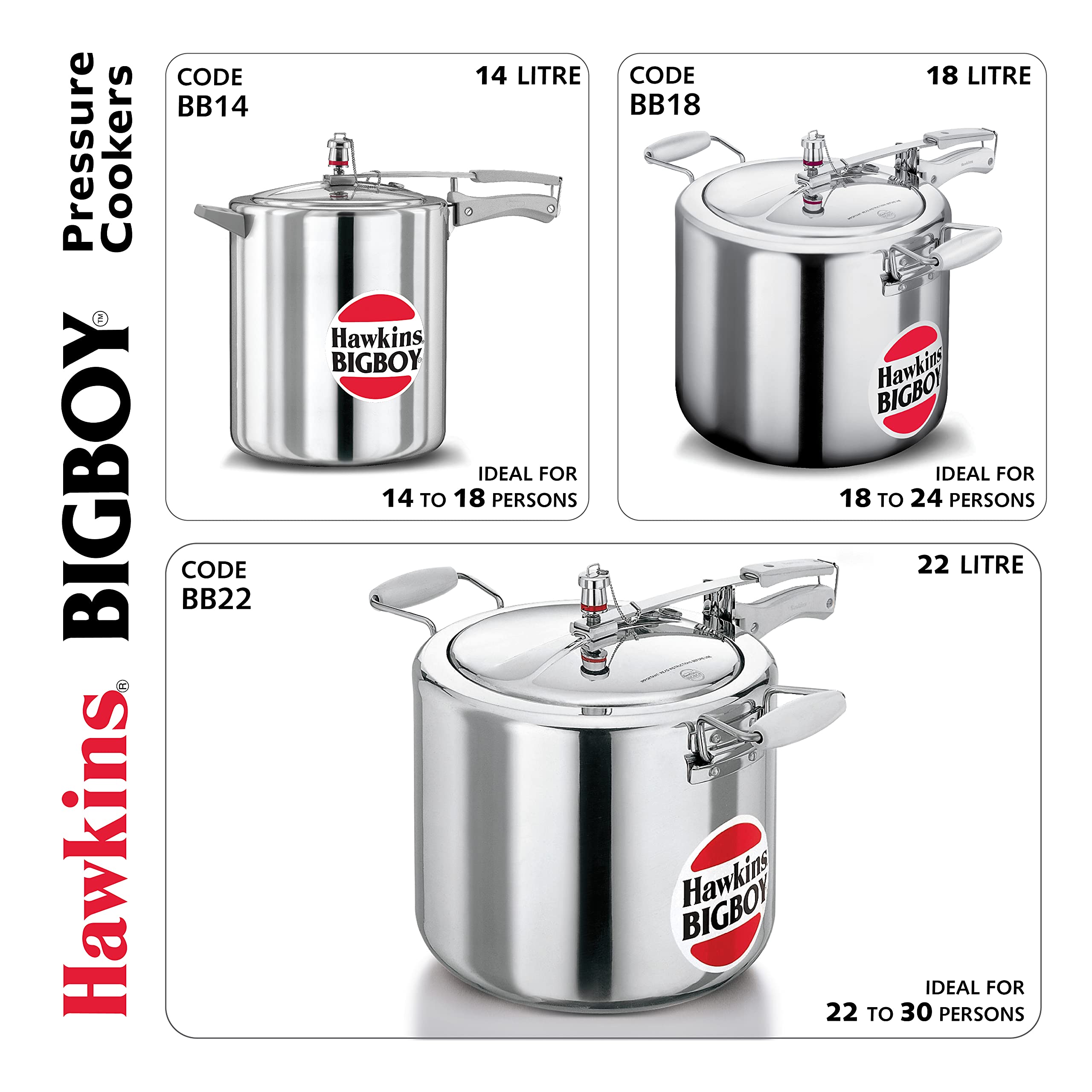 Hawkins Bigboy Aluminum Pressure Cooker, 14 Litres