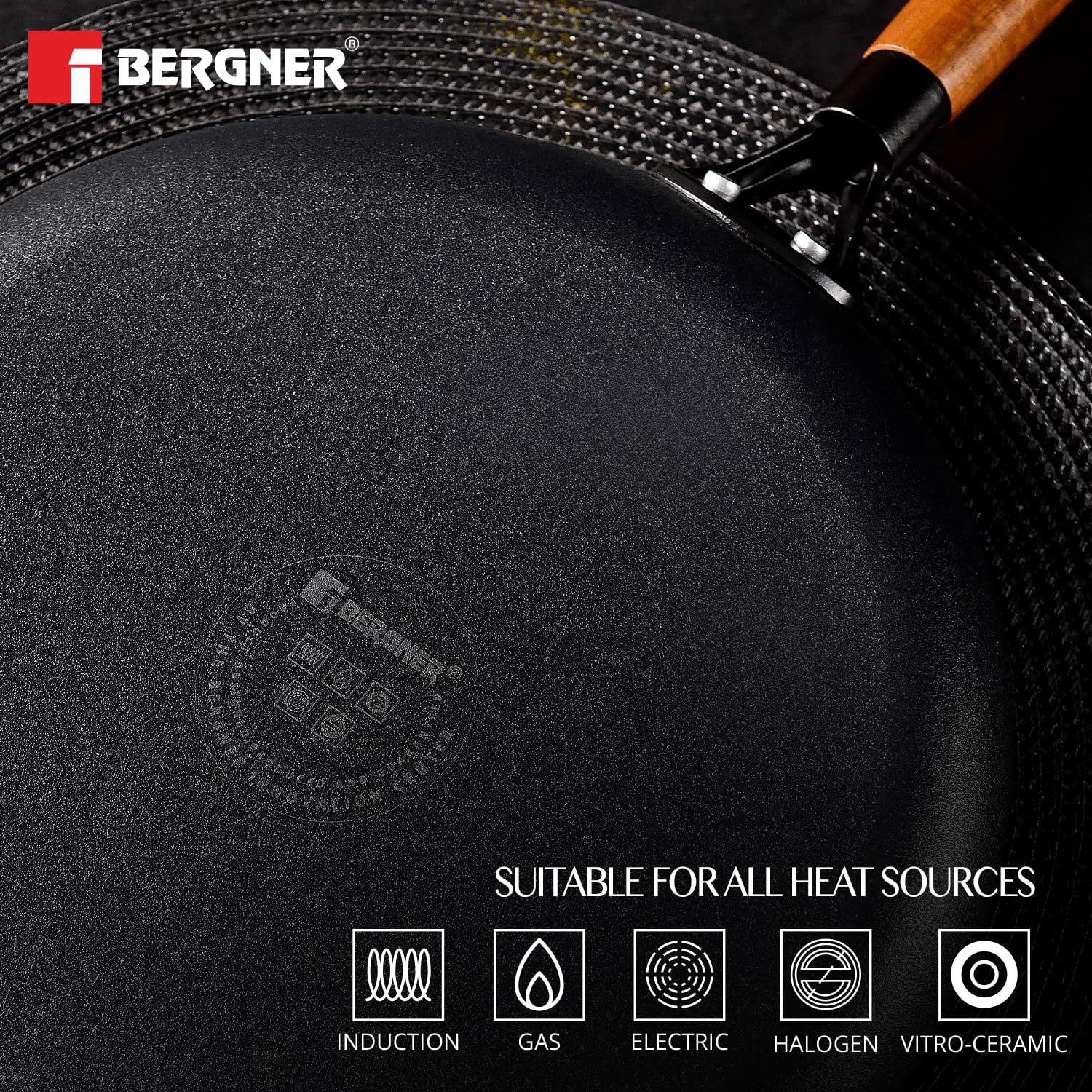 BERGNER Odin 28 cm Cast Iron Dosa Tawa with Wooden Coated Handle, Loha ...