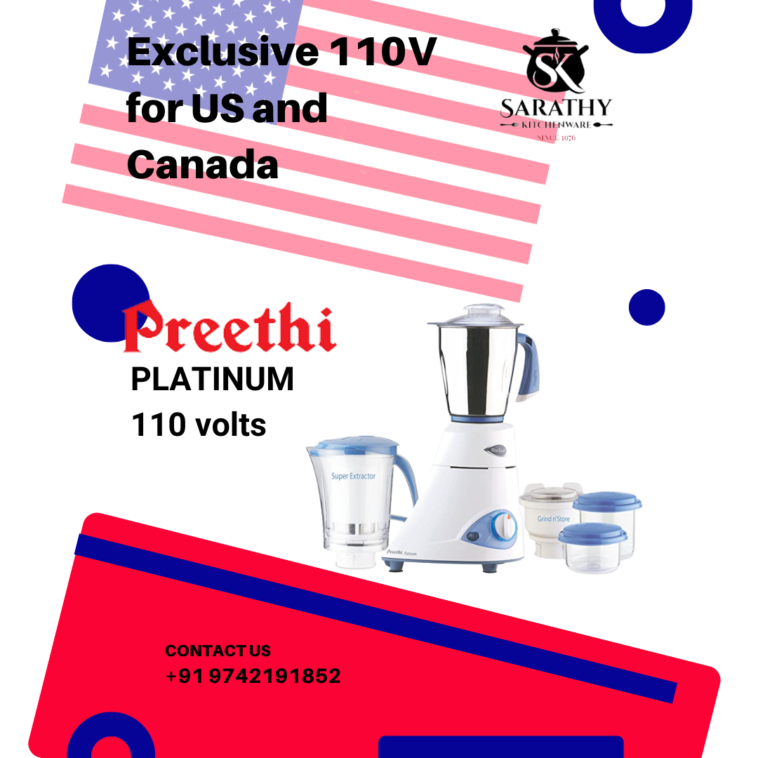PREETHI PLATINUM MG 153 550 WATT MIXER GRINDER WHITE BLUE 110