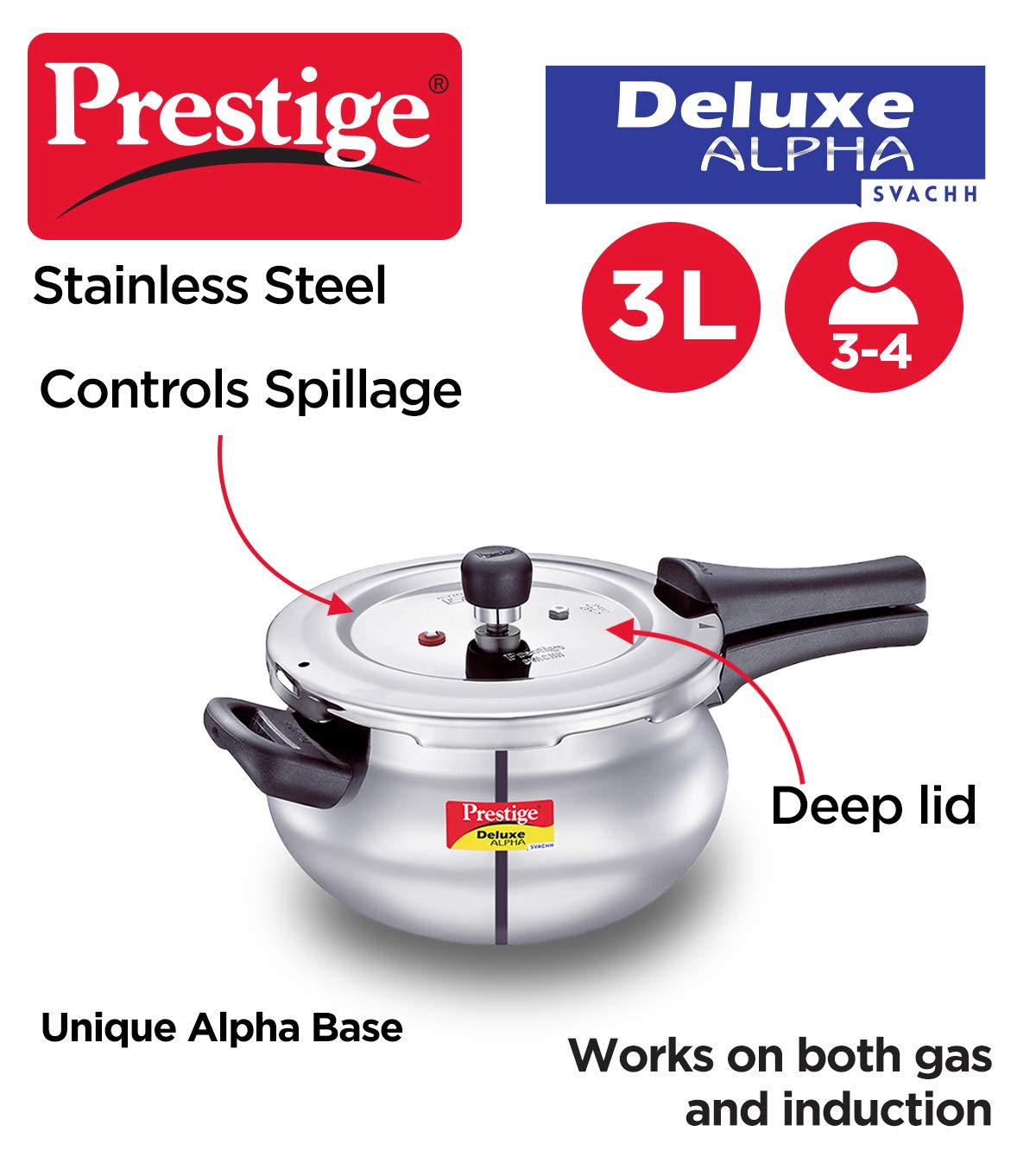 Prestige Svachh Stainless Steel Pressure Handi Deluxe Alpha