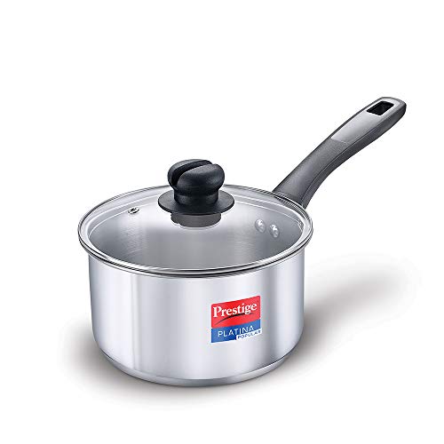 Prestige Platina Popular Stainless Steel Sauce Pan with Glass Lid