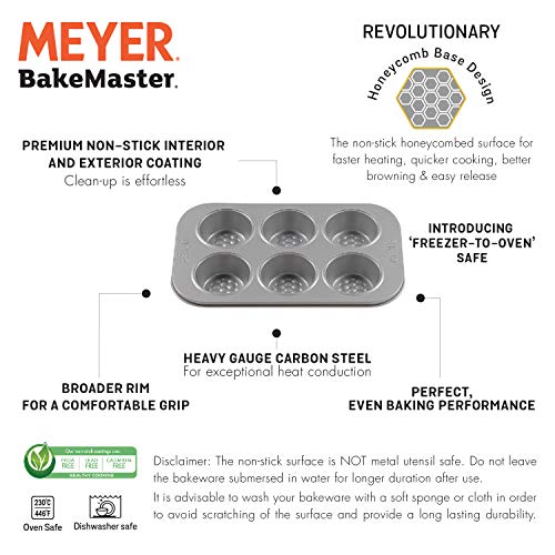 Meyer Bakemaster Non-Stick 6 Cup Deep Muffin Pan