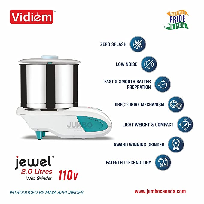 VIDIEM JEWEL WET GRINDER 110VOLTS FOR USE IN USA & CANADA ONLY
