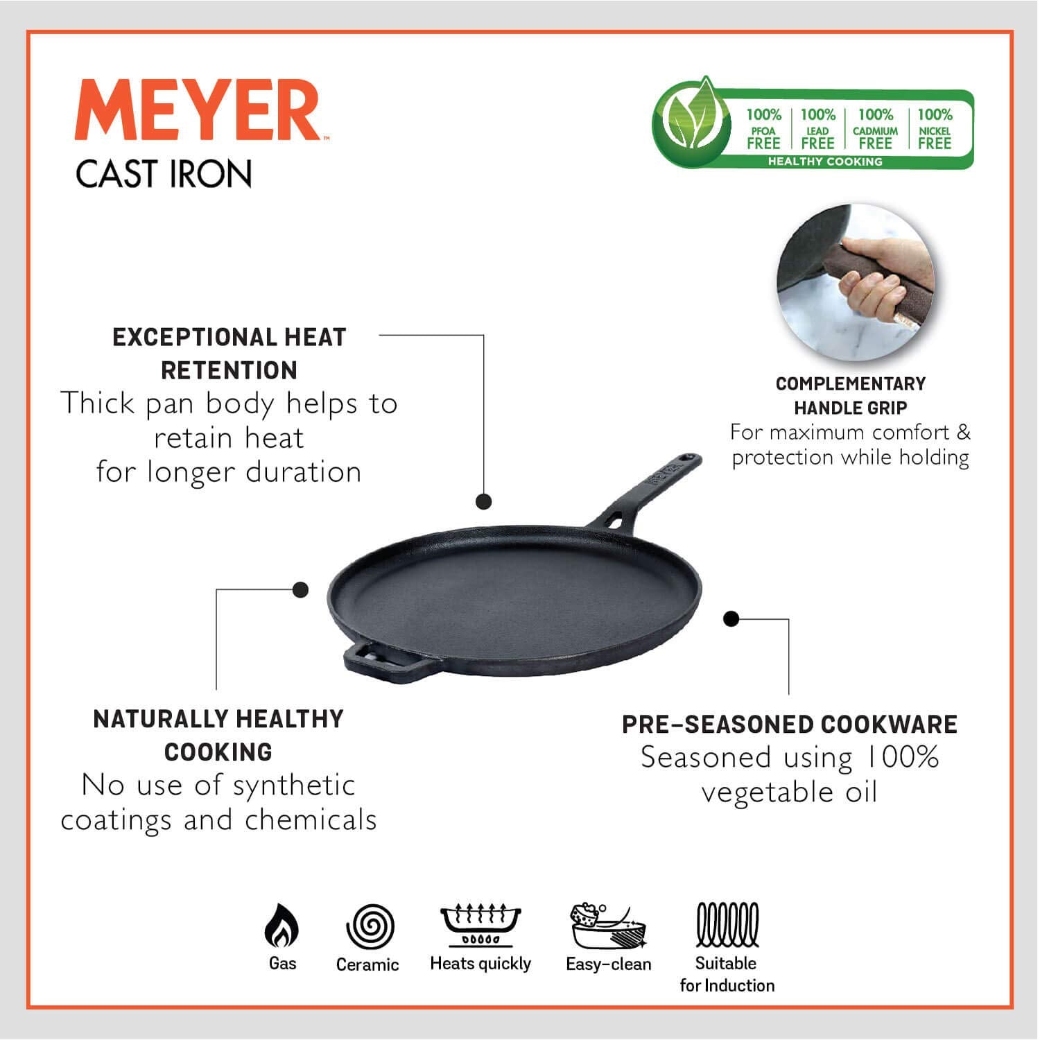 Meyer Cast Iron Flat Tawa 28 Cms