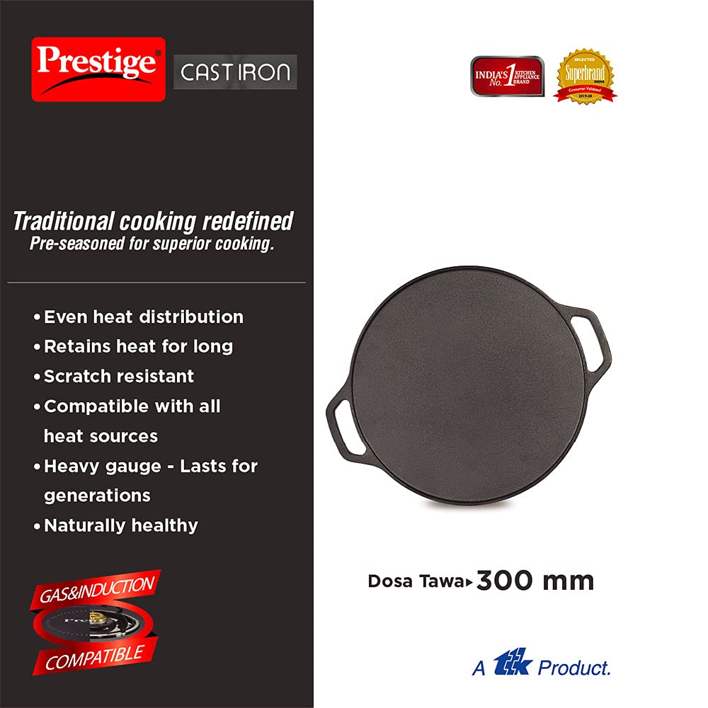 Prestige Cast Iron Dosa Tawa, 300 mm Pack Of 1 Fast Shipping