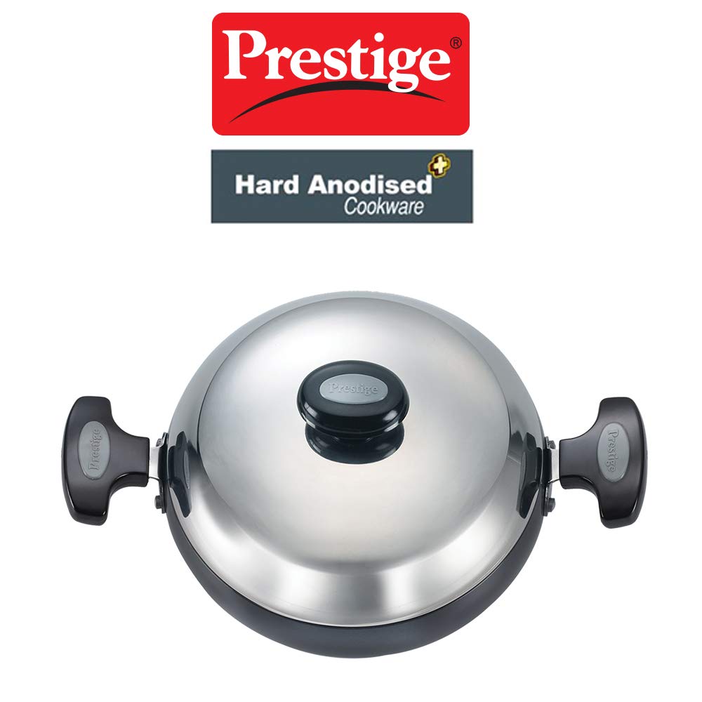 Prestige Hard Anodised Cookware Kadai, 200 mm, Black