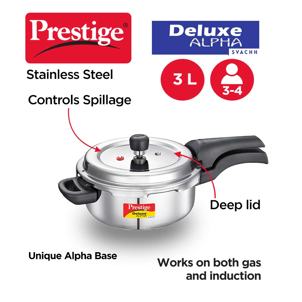 Prestige Svachh Stainless Steel Pressure Cooker Deluxe Alpha