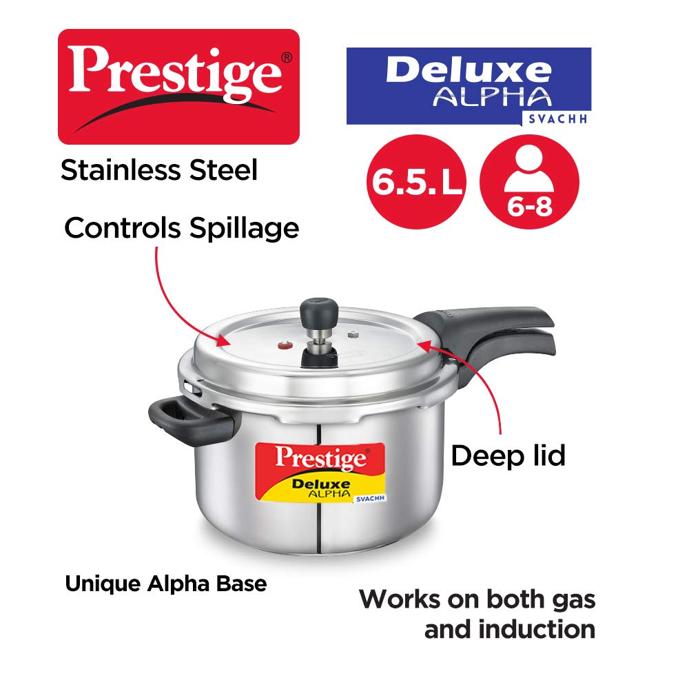Prestige Svachh Stainless Steel Pressure Cooker Deluxe Alpha
