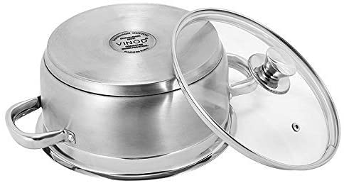 Vinod Stainless Steel Two-Tone Saucepot with Glass Lid
